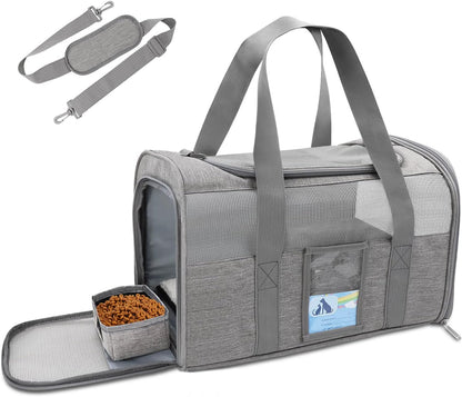 Cat Carrier for Large Cats 20 Lbs, Medium Cat under 25 Lbs, Dog Carriers for Small Dogs, Soft Travel Pet Carrier for 2 Cats Small Dogs, Grey